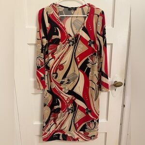 Vintage Emilio Pucci Red and Tan Long Sleeve Dress